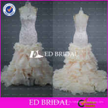 ED nupcial por encargo de sirena caramelo rebeca Appliqued Champagne Champagne vestidos de novia